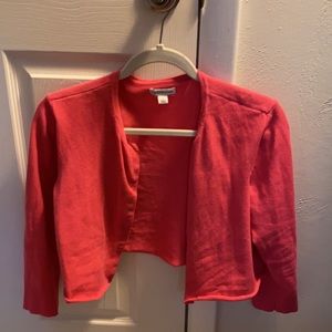 Cropped pink button up top <3